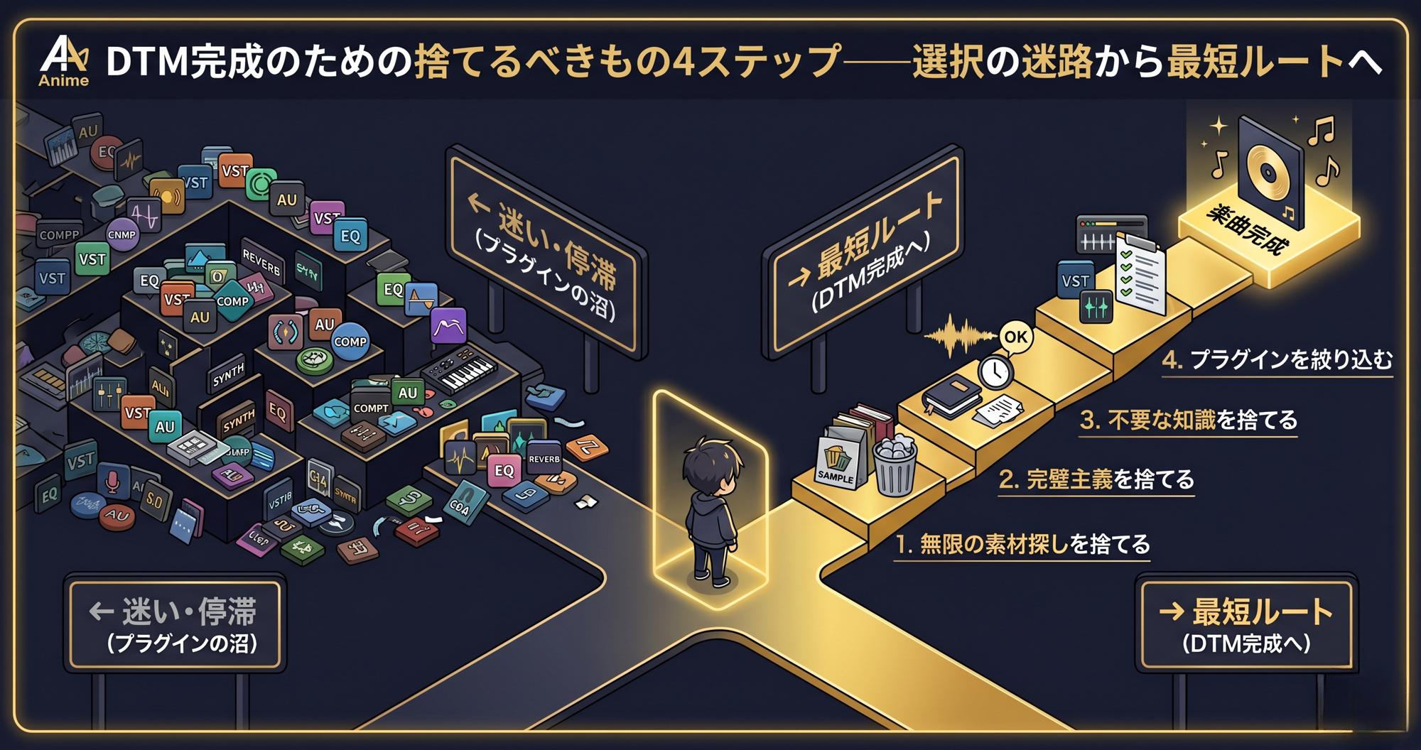 DTMで1曲完成できない人へ|ループ地獄から抜け出す4つの原則 6 Gemini Generated Image lb6pe8lb6pe8lb6p
